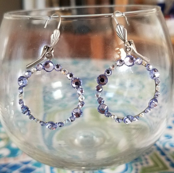 Jewelry - New Anne Koplik circle blue  crystal earrings